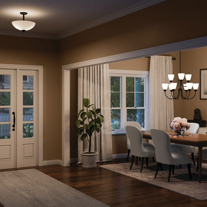 Kichler Jolie 2 Light Pendant/Semi Flush, Black/Clear Satin Etched