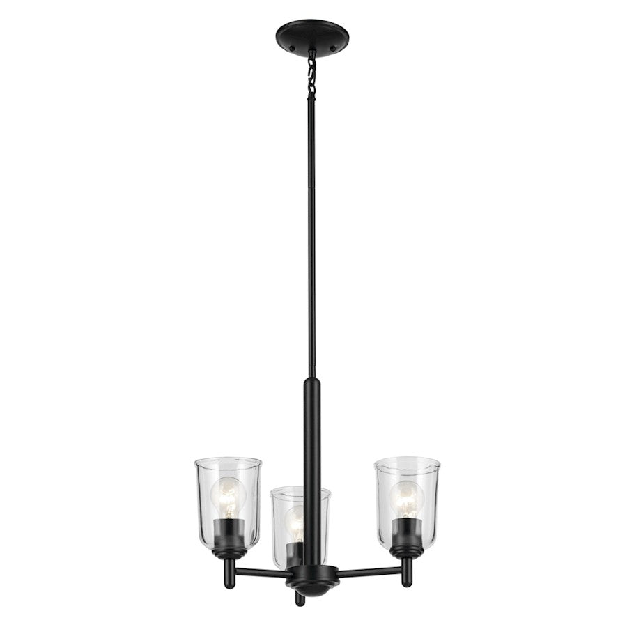 Kichler Shailene 3Lt Round 15.25" Chandelier 1 Tier Small, Black - 43670BKCLR