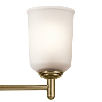 Kichler Shailene 15in 3-Light Mini Chandelier | Traditional Natural Brass & Clear Etched Glass | Dining Room & Kitchen | 17.5 in Dia | Model 43670NBR