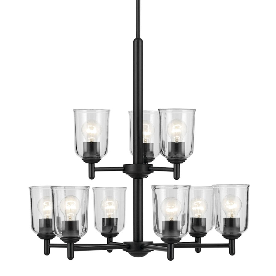 9 Light 26.5" Large Chandelier, Black