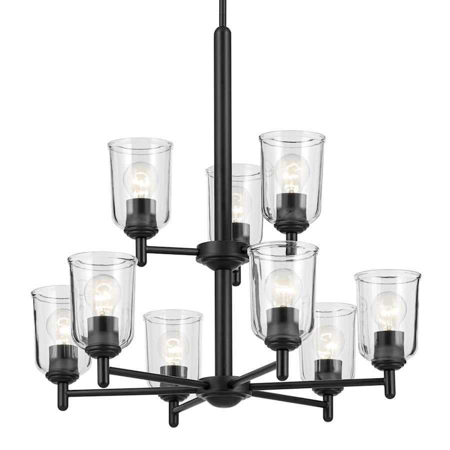 9 Light 26.5" Large Chandelier, Black