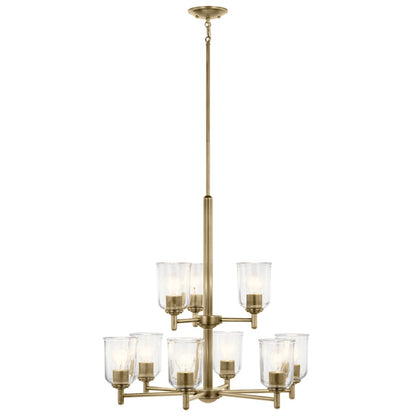 9 Light 26.5" Large Chandelier, Brass