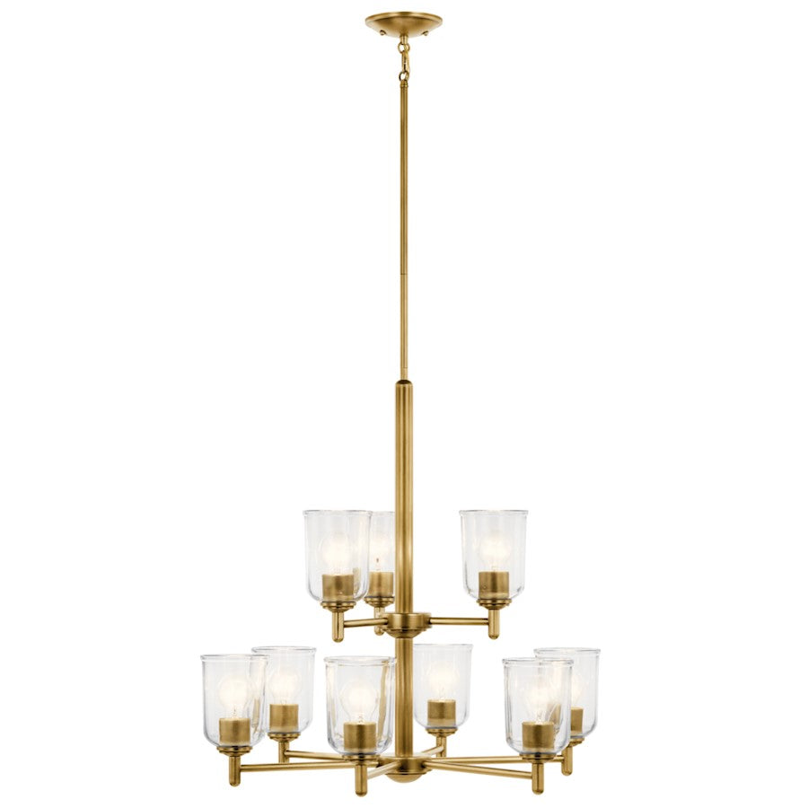 9 Light 26.5" Large Chandelier, Brass