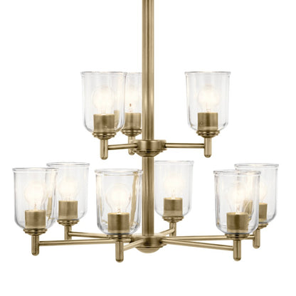 9 Light 26.5" Large Chandelier, Brass