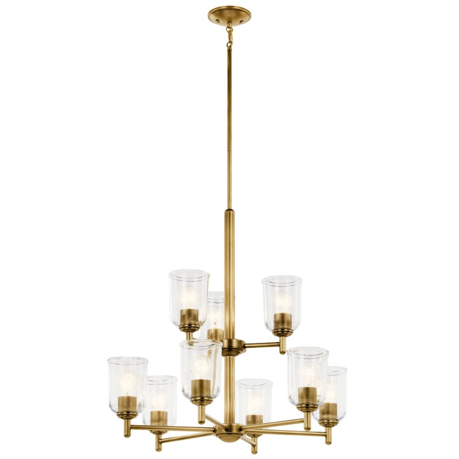 9 Light 26.5" Large Chandelier, Brass