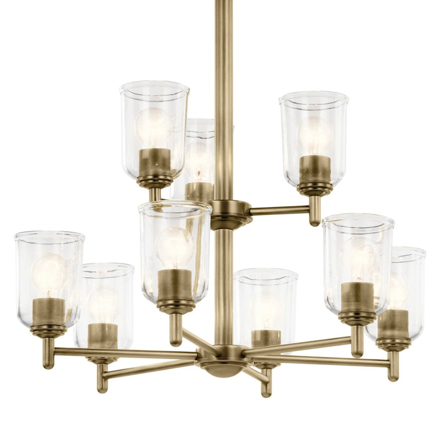 9 Light 26.5" Large Chandelier, Brass