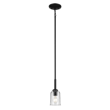 Kichler Shailene 1 Light Bell 11.25" Mini Pendant, Black/Clear - 43674BKCLR