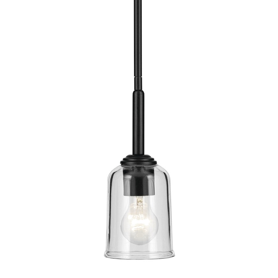 1 Light Bell 11.25" Mini Pendant, Black