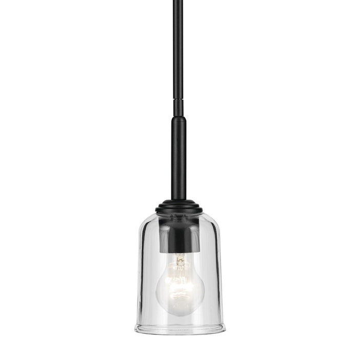 Kichler Shailene 1 Light Bell 11.25" Mini Pendant, Black/Clear