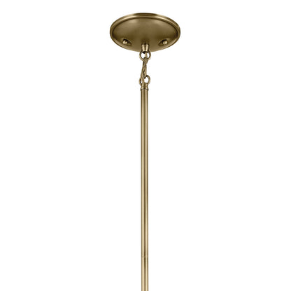 Kichler Shailene 11in 1-Light Mini Pendant | Traditional Natural Brass and Clear Satin Etched Glass | Kitchen Island & Dining Room | Model 43674NBR