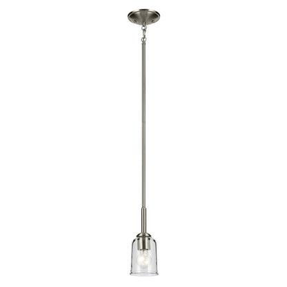 Kichler Shailene 1 Light Bell 11.25" Mini Pendant, Nickel/Clear - 43674NICLR