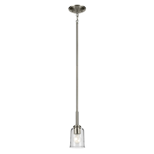 Kichler Shailene 1 Light Bell 11.25" Mini Pendant, Nickel/Clear - 43674NICLR