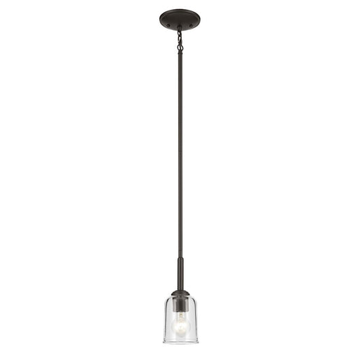 Kichler Shailene 1 Light Bell 11.25" Mini Pendant, Bronze/Clear - 43674OZCLR