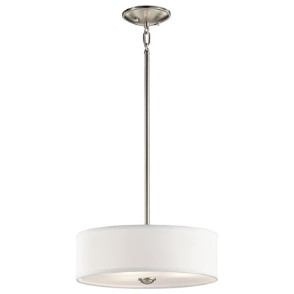 Kichler Shailene 14in 1-Light Semi Flush Mount | Transitional Brushed Nickel and White Micro-Fiber Satin Etched Glass | Living Room | Model 43675NI