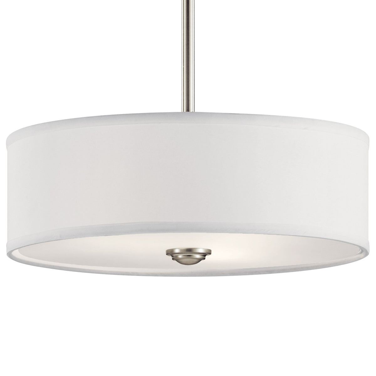Kichler Shailene 14in 1-Light Semi Flush Mount | Transitional Brushed Nickel and White Micro-Fiber Satin Etched Glass | Living Room | Model 43675NI