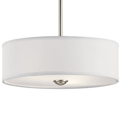 Kichler Shailene 14in 1-Light Semi Flush Mount | Transitional Brushed Nickel and White Micro-Fiber Satin Etched Glass | Living Room | Model 43675NI