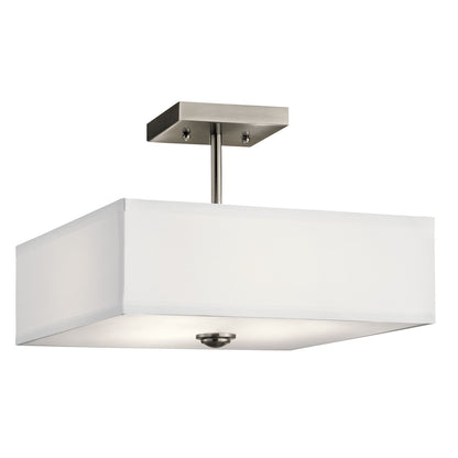 Kichler Shailene 14in 3-Light Semi Flush Mount | Transitional Brushed Nickel | Entryway & Hallway | 14 x 14 x 10 in | Model 43691NI