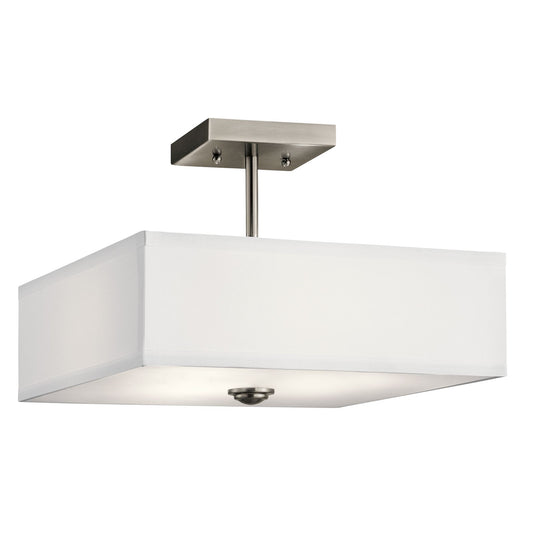 Kichler Shailene 14in 3-Light Semi Flush Mount | Transitional Brushed Nickel | Entryway & Hallway | 14 x 14 x 10 in | Model 43691NI
