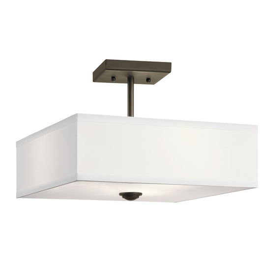Kichler Shailene 14in 3-Light Semi Flush Mount | Transitional Olde Bronze | Hallway & Bedroom Ceiling Light | 14 x 14 x 10 in | Model 43691OZ