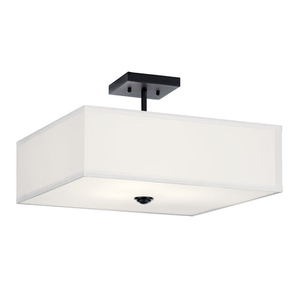 Kichler Shailene 3 Light Semi Flush Mount, Nickel/Black/Satin Etched