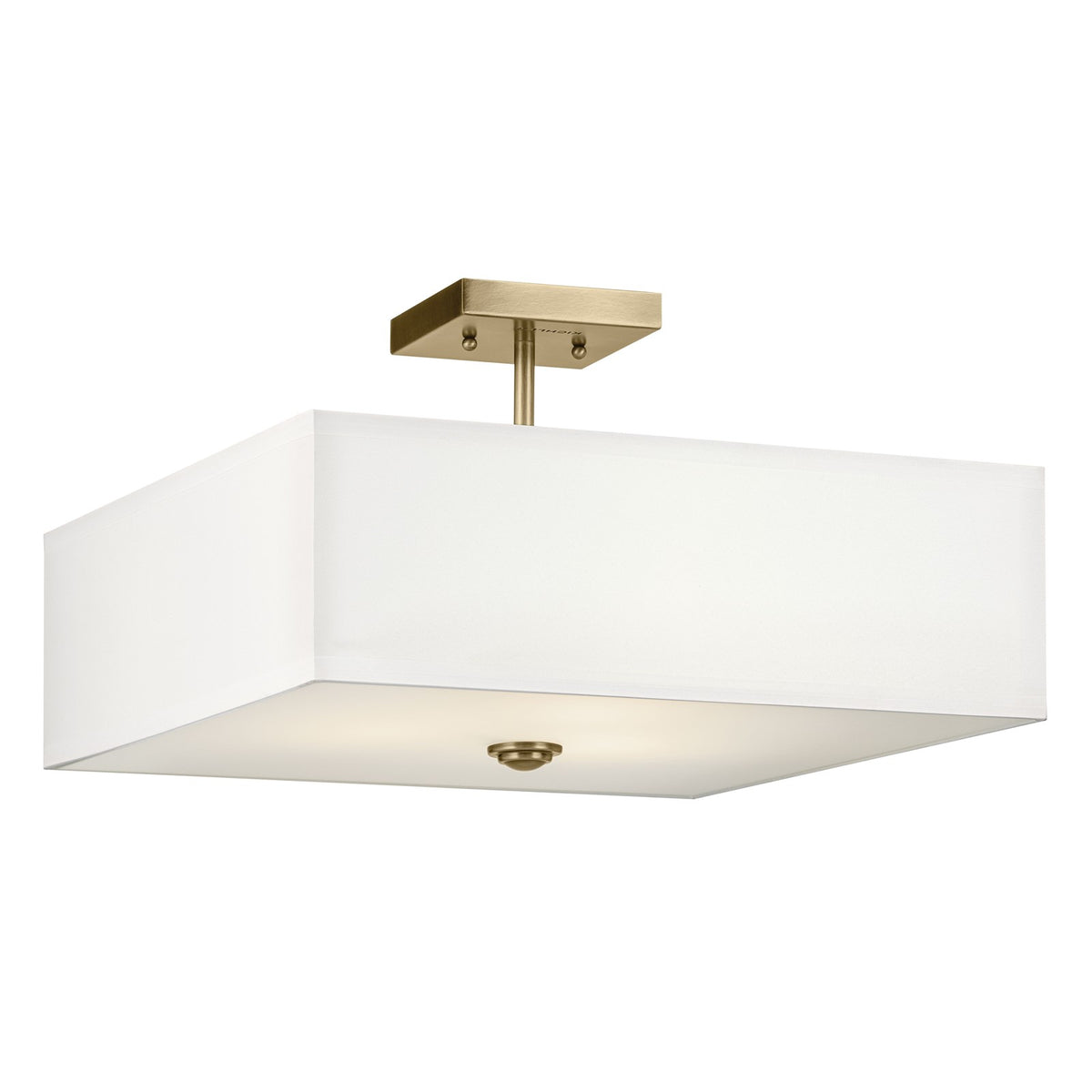 Kichler Shailene 18in 3-Light Semi-Flush Mount | Traditional Natural Brass and Clear Satin Etched Glass | Entryway & Hallway | Model 43693NBR