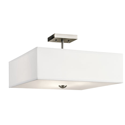 Kichler Shailene 18in 3-Light Semi-Flush Mount | Transitional Brushed Nickel | Living Room & Bedroom Ceiling Light | 18 x 8 x 11 in | Model 43693NI