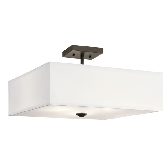 Kichler Shailene 18in 3-Light Semi-Flush Mount | Olde Bronze Steel | Bedroom & Hallway | 18 x 18 x 11 in | Model 43693OZ