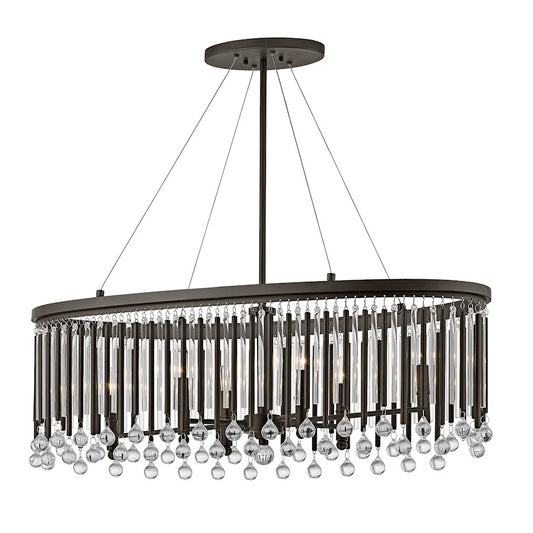 Kichler Piper 36in 6-Light Oval Chandelier | Contemporary Espresso and Clear Glass | Dining Room & Kitchen Island | 36 x 14 x 12 in | Model 43725ESP