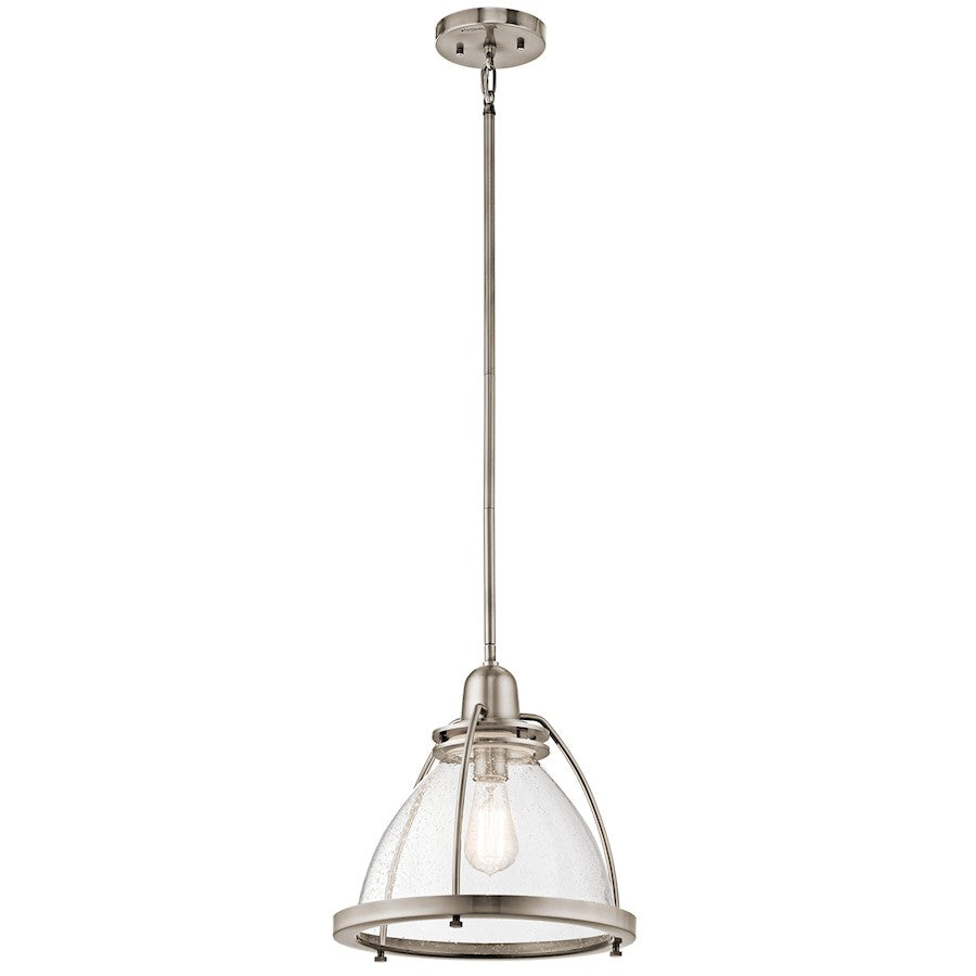 Kichler Silberne 13in 1-Light Pendant | Transitional Classic Pewter and Clear Seeded Glass | Kitchen Island & Dining Room | Model 43737CLP
