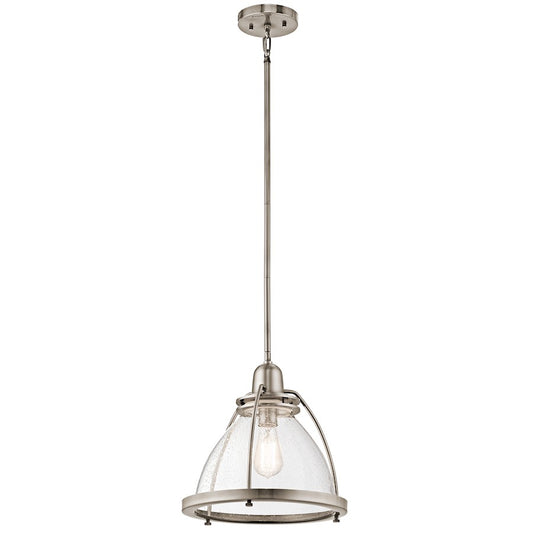 Kichler Silberne 13in 1-Light Pendant | Transitional Classic Pewter and Clear Seeded Glass | Kitchen Island & Dining Room | Model 43737CLP