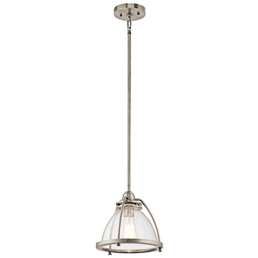 Kichler Silberne 10in 1-Light Pendant | Transitional Classic Pewter and Clear Seeded Glass | Kitchen Island & Dining Room | Model 43738CLP