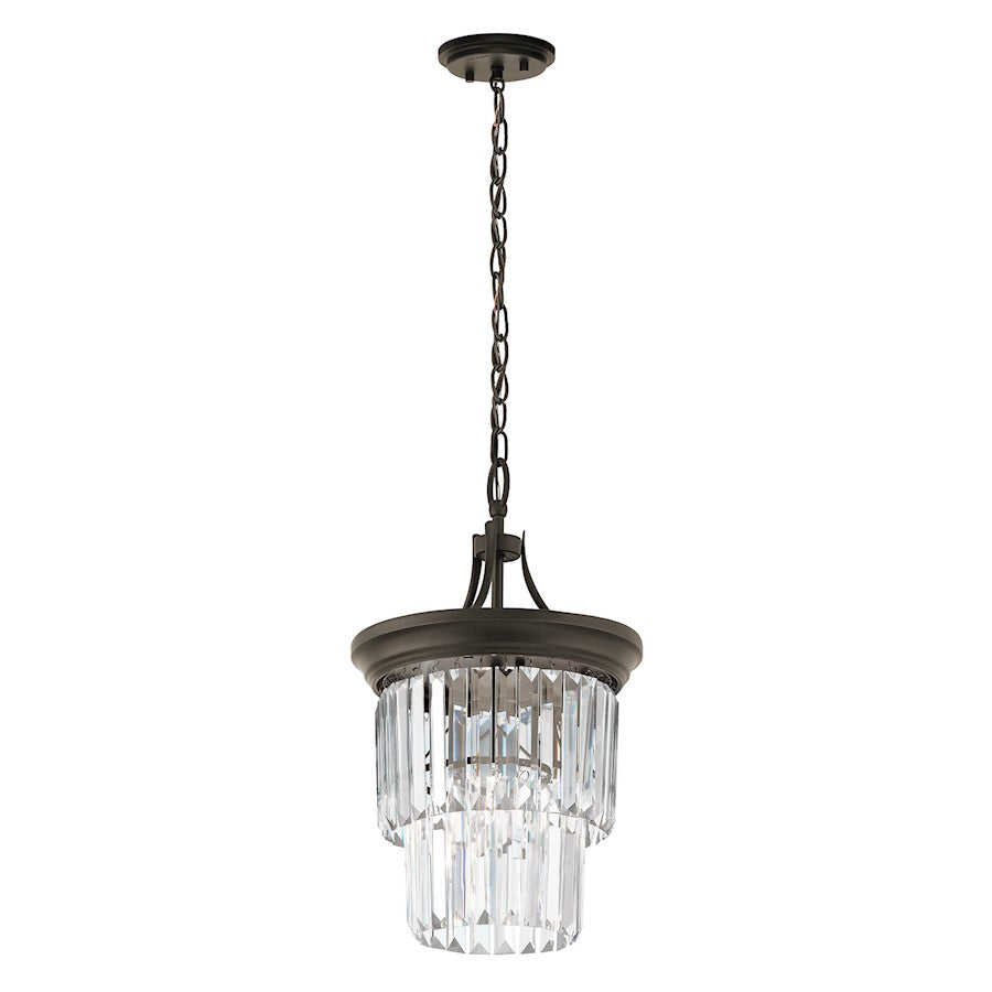 Kichler Emile 12in 1-Light Pendant/Semi-Flush | Traditional Olde Bronze and Optical Crystal | Dining Room & Entryway | 12 x 20 in | Model 43748OZ