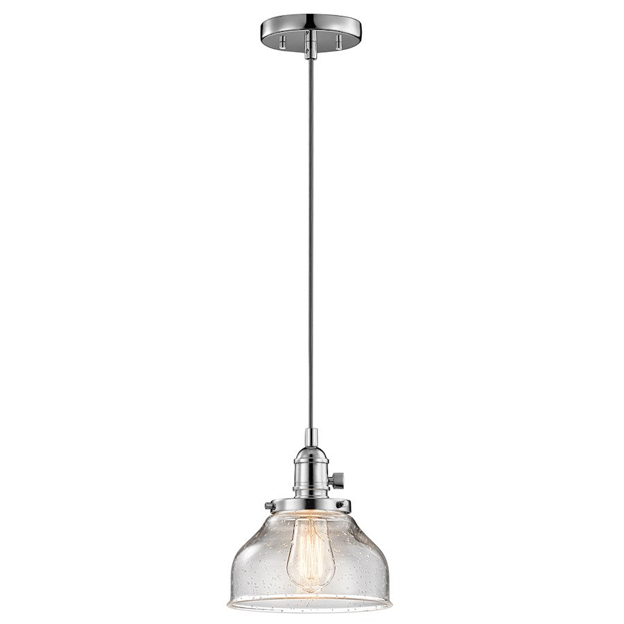 Kichler Avery 8in 1-Light Mini Pendant | Transitional Chrome and Clear Seeded Glass | Kitchen Island & Dining Room | 8 x 8.5 in | Model 43850CH