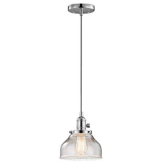 Kichler Avery 8in 1-Light Mini Pendant | Transitional Chrome and Clear Seeded Glass | Kitchen Island & Dining Room | 8 x 8.5 in | Model 43850CH