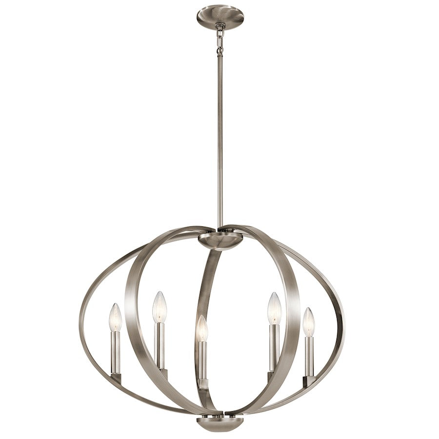 Kichler Elata 27in 5-Light Chandelier | Transitional Classic Pewter and Natural Brass | Dining Room & Living Room | 27 x 27 x 19 in | Model 43871CLP