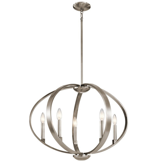Kichler Elata 27in 5-Light Chandelier | Transitional Classic Pewter and Natural Brass | Dining Room & Living Room | 27 x 27 x 19 in | Model 43871CLP
