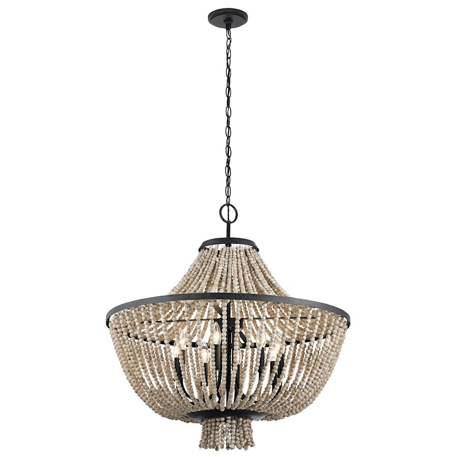 Kichler Brisbane 8-Light Chandelier | Distressed Black Steel | Dining Room & Living Room | 30 x 31.75 in | Model 43892DBK