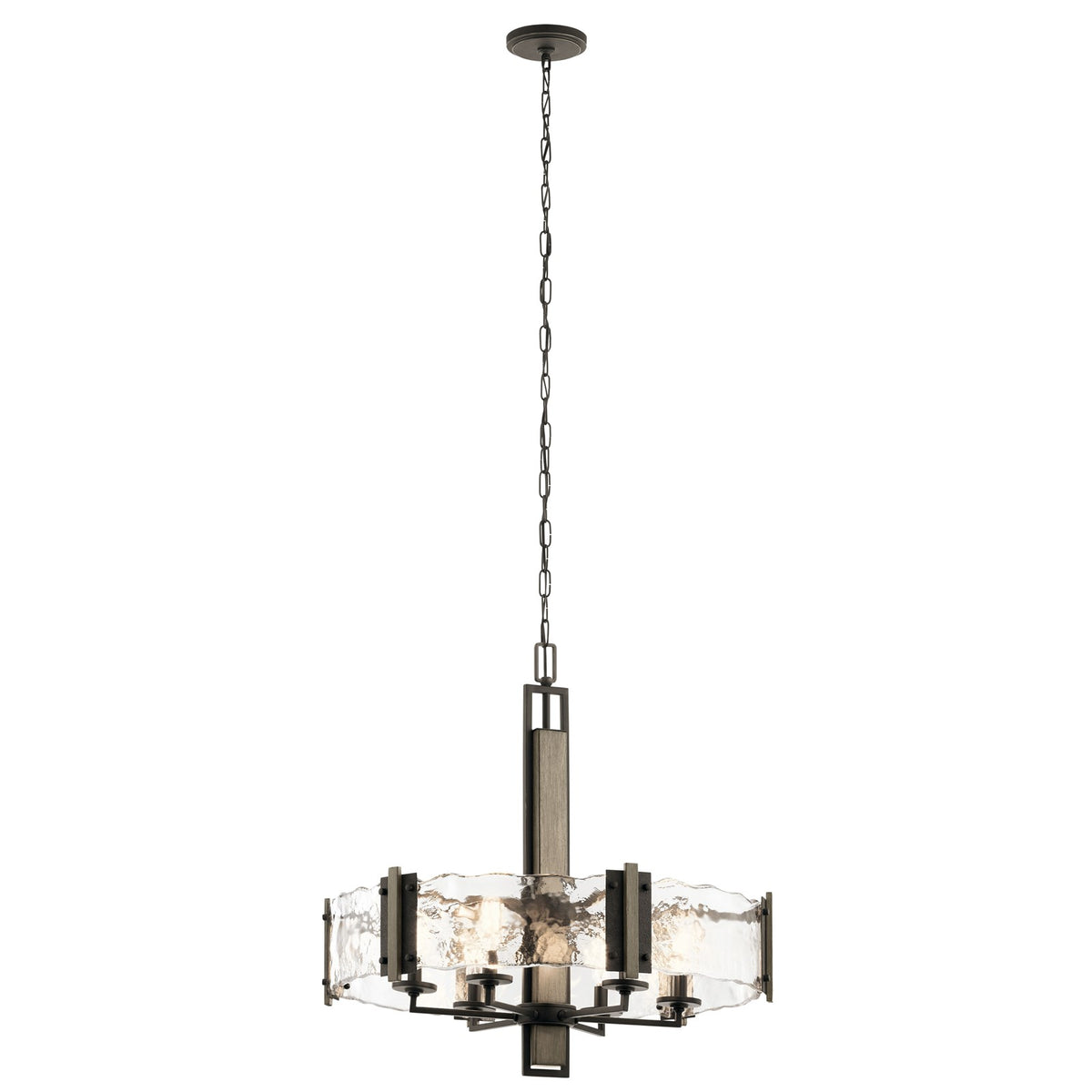 Kichler Aberdeen 28in 6-Light Chandelier | Rustic Olde Bronze and Piastra Glass | Dining Room & Living Room | 28 x 28 x 26 in | Model 43895OZ
