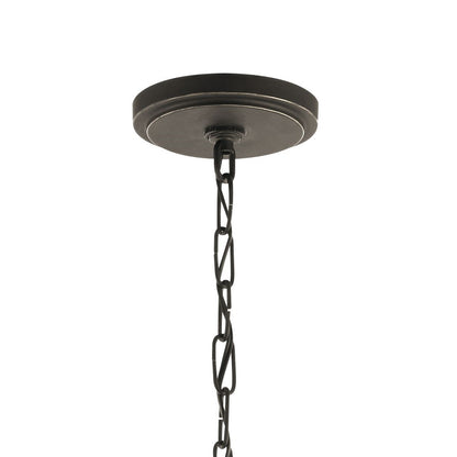 Kichler Aberdeen 28in 6-Light Chandelier | Rustic Olde Bronze and Piastra Glass | Dining Room & Living Room | 28 x 28 x 26 in | Model 43895OZ