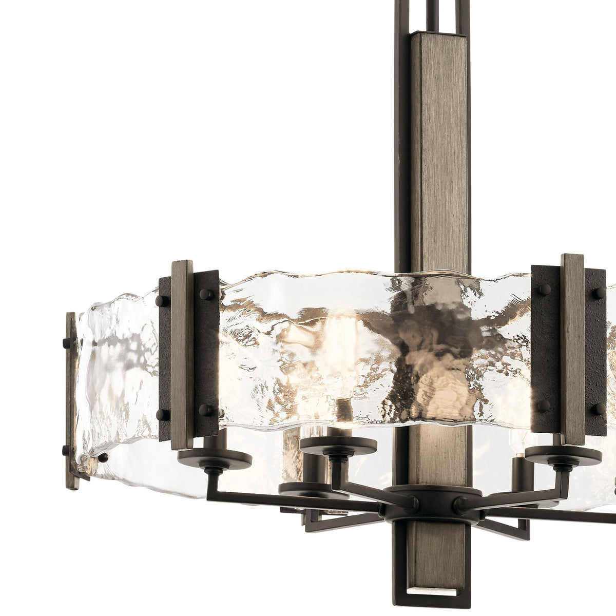 Kichler Aberdeen 28in 6-Light Chandelier | Rustic Olde Bronze and Piastra Glass | Dining Room & Living Room | 28 x 28 x 26 in | Model 43895OZ