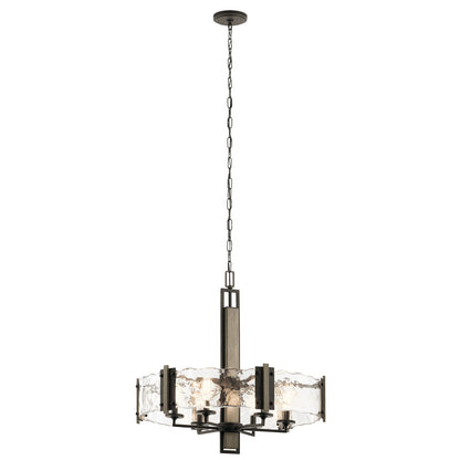 Kichler Aberdeen 28in 6-Light Chandelier | Rustic Olde Bronze and Piastra Glass | Dining Room & Living Room | 28 x 28 x 26 in | Model 43895OZ