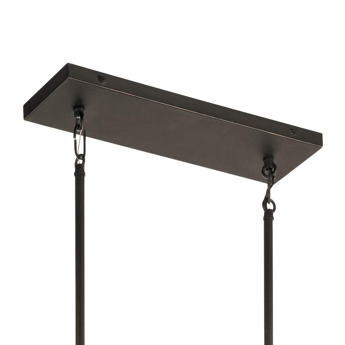 Kichler Aberdeen 42in 3-Light Linear Chandelier | Rustic Olde Bronze and Piastra Glass | Dining Room & Living Room | Model 43896OZ