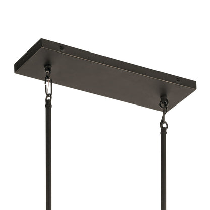 Kichler Aberdeen 42in 3-Light Linear Chandelier | Rustic Olde Bronze and Piastra Glass | Dining Room & Living Room | Model 43896OZ