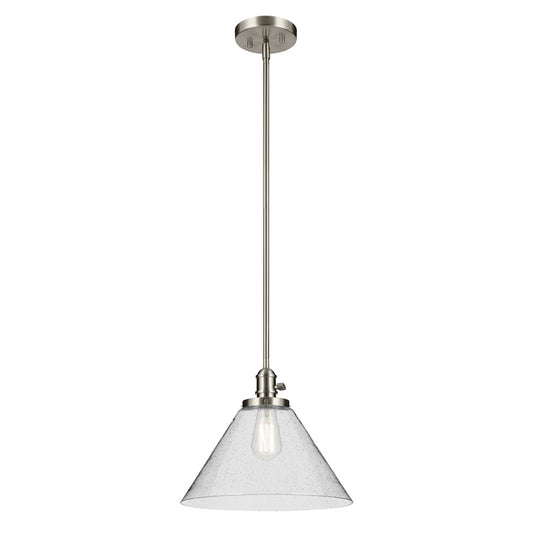 Kichler Avery 1 Light Cone 11.75" Pendant, Brushed Nickel/Clear - 43905NI