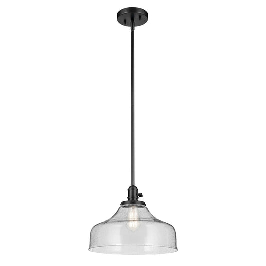 Kichler Avery 1 Light Cone 11.25" Pendant, Black/Clear - 43906BK