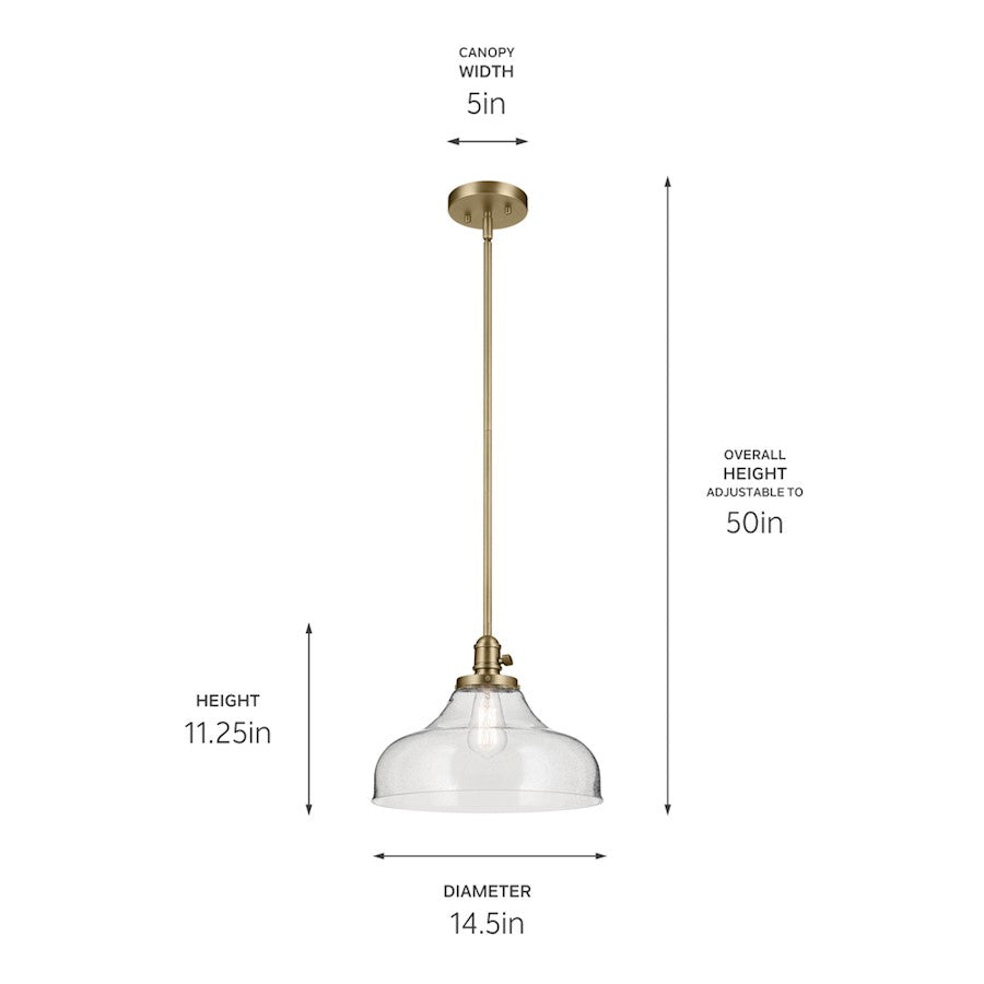 1 Light Cone 11.25" Pendant, Natural Brass