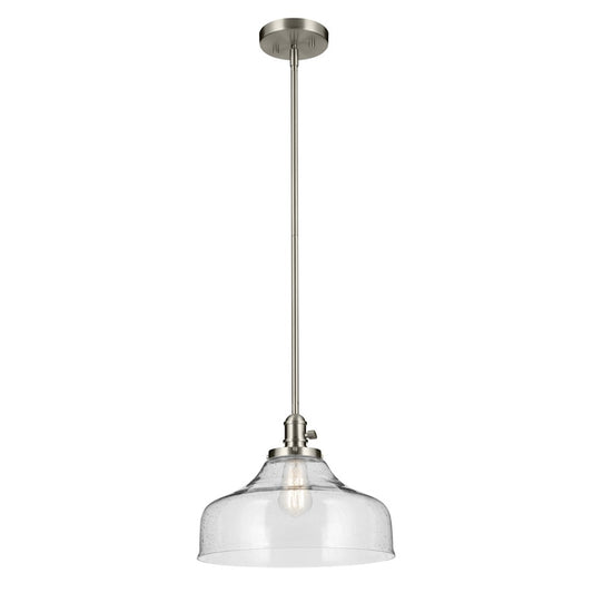 Kichler Avery 1 Light Cone 11.25" Pendant, Brushed Nickel/Clear - 43906NI