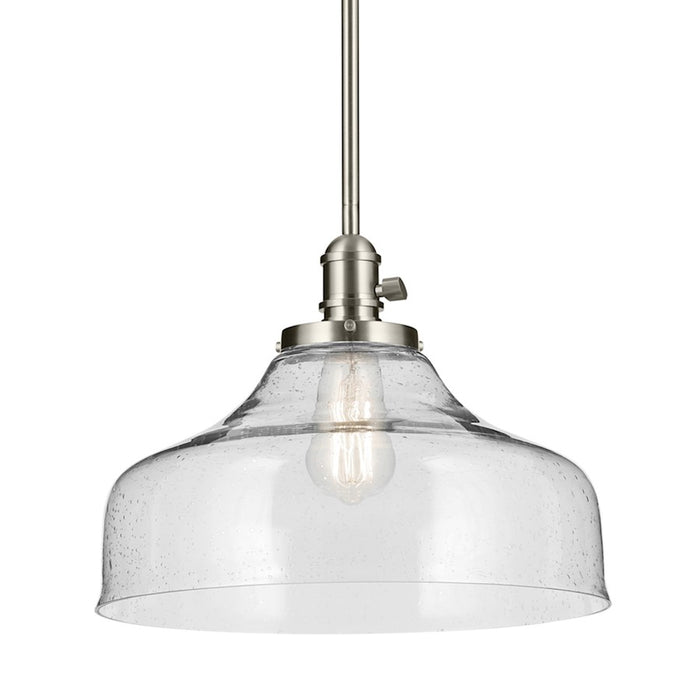 Kichler Avery 1 Light Cone 11.25" Pendant, Brushed Nickel/Clear