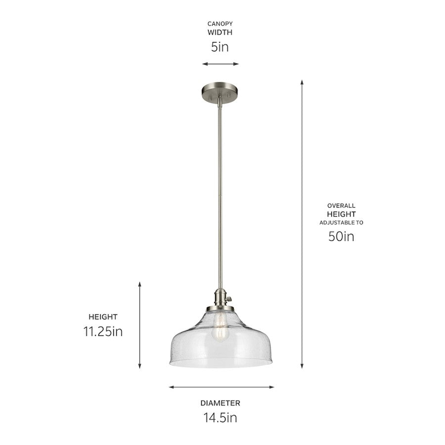 1 Light Cone 11.25" Pendant, Brushed Nickel