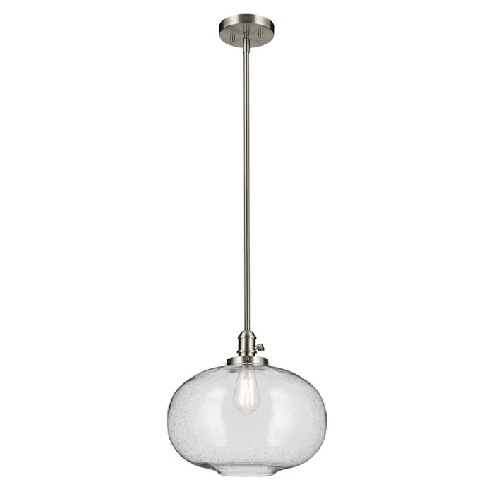 Kichler Avery 1 Light Globe 14" Pendant, Brushed Nickel/Clear - 43911NI